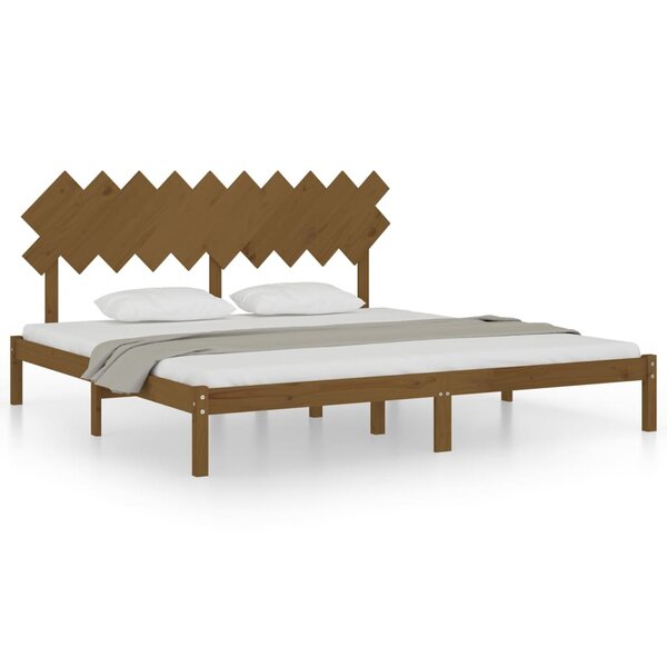 vidaXL Cadre de lit Marron miel 200x200 cm Bois massif