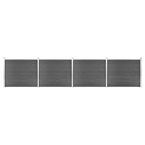 vidaXL Ensemble de panneau de clôture WPC 699x146 cm Noir