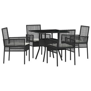 vidaXL Ensemble de salle à manger pour jardin 5 Pièces Noir Poly rotin