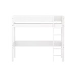 Flexa WHITE Lit mezzanine avec echelle droite 90 x 200 cm Barriere pleine Blanc