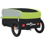 vidaXL Remorque de vélo noir et vert 30 kg fer