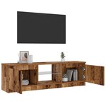 vidaXL Meuble TV avec lumières LED vieux bois bois d'ingénierie