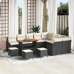 vidaXL Ensemble de canapé de jardin avec coussin 13 Pièces Noir  Crème
