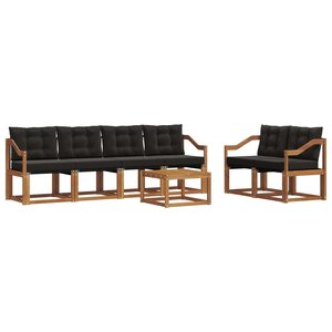 vidaXL Ensemble de canapés d'extérieur 7 pc Naturel et Noir