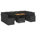 vidaXL Salon de jardin 10 Pièces avec coussins noir résine tressée
