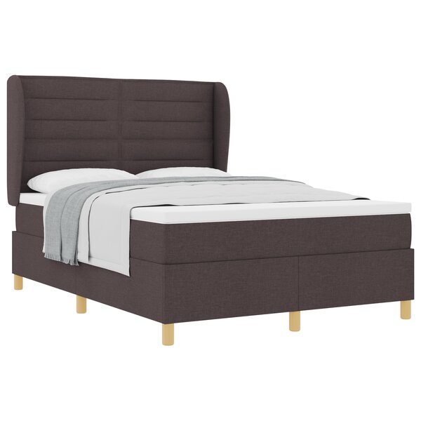 Lit à sommier avec matelas vidaXL Marron foncé 140x200 cm Tissu