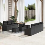 vidaXL Ensemble de canapé de jardin 10 Pièces Noir Poly rotin