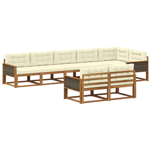 vidaXL Ensemble de canapés d'extérieur 8 pc Naturel et Crème