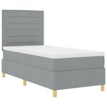 vidaXL Lit à ressorts avec matelas Gris clair 100 x 200 cm tissu