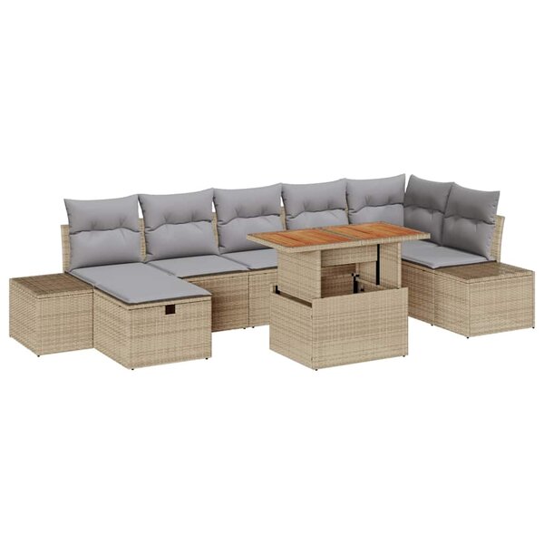 vidaXL Ensemble de canapé de jardin 8 Pièces Beige Poly rotin