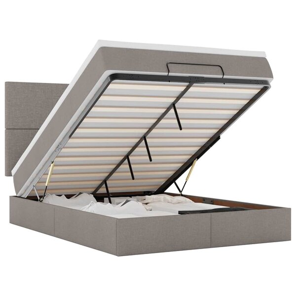 VidaXL Cadre de lit ottoman avec matelas taupe 140x190 cm tissu