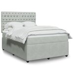 vidaXL Sommier à lattes de lit et matelas Gris clair 140x190cm Velours