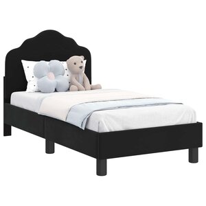 vidaXL Cadre de lit pour tout-petit avec tête de lit Noir 70 x 140 cm