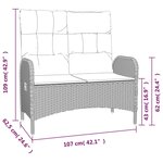 vidaXL Banc de jardin inclinable avec coussins 107 cm Poly rotin Gris