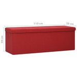 vidaXL Banc de rangement pliable Rouge bordeaux Faux lin