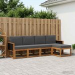 vidaXL Ensemble de canapés d'extérieur 5 Pièces Naturel et Anthracite