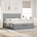 VidaXL Cadre de lit ottoman et matelas gris clair 160x200cm tissu
