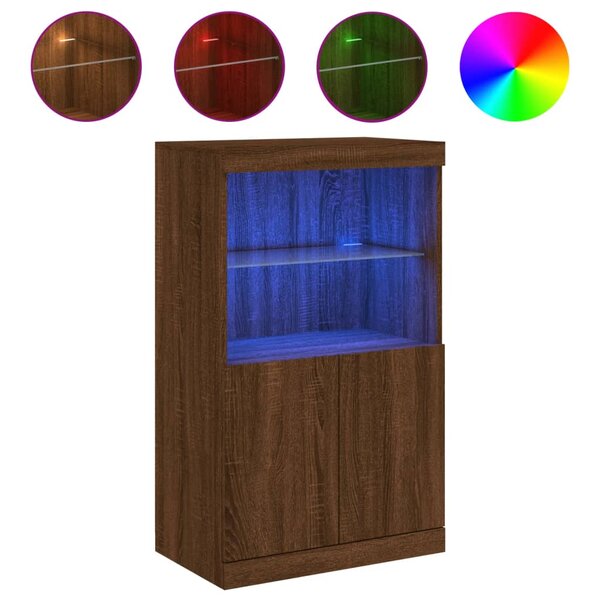 vidaXL Buffet avec lumières LED chêne marron 60 5x37x100 cm