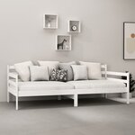 vidaXL Lit de repos avec matelas 90x200 cm Blanc Bois de pin massif