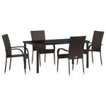 vidaXL Ensemble salle à manger jardin 5 pièces marron rattan poly