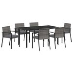 vidaXL Ensemble de salle à manger pour jardin 7 Pièces Gris Poly rotin