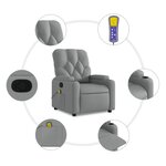 vidaXL Fauteuil inclinable de massage gris clair tissu