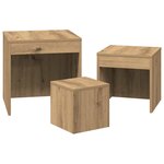 vidaXL Tables gigognes 3 Pièces chêne artisanal bois d'ingénierie