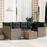 vidaXL Salon de jardin avec coussins 7 Pièces gris résine tressée