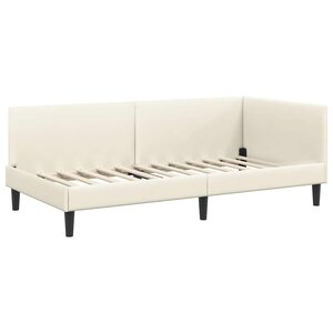 vidaXL Cadre de lit d'angle Autre avec tête de lit Crème 90 x 190 cm