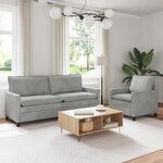 vidaXL Ensemble de Canapés 2 pc Gris clair Velours