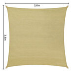 Tectake Voile d'ombrage carrée, beige - 360 x 360 cm