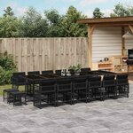 vidaXL Ensemble à manger de jardin 17 Pièces coussins noir résine tressée