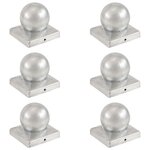 vidaXL Bouchons de poteau 6 Pièces Globe final Métal galvanisé 101x101 mm