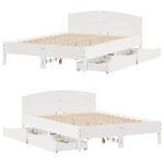 vidaXL Cadre de lit sans matelas blanc 140x190 cm bois de pin massif
