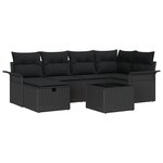 vidaXL Ensemble de canapés de jardin 7 pièces avec coussins en poly rotin noir