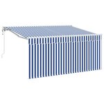 vidaXL Auvent Rétractable Bleu et Blanc 300 x 200 cm