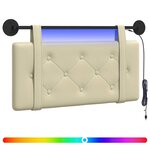 vidaXL Tête de lit suspendue Avec lumière LED Crème Simili cuir