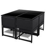 vidaXL Ensemble à manger d'extérieur 9Pièces coussins Résine tressée Noir