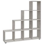 vidaXL Bibliothèque escalier Gris béton 142 cm Bois d'ingénierie