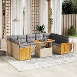 vidaXL Salon de jardin avec coussins 10 Pièces beige résine tressée
