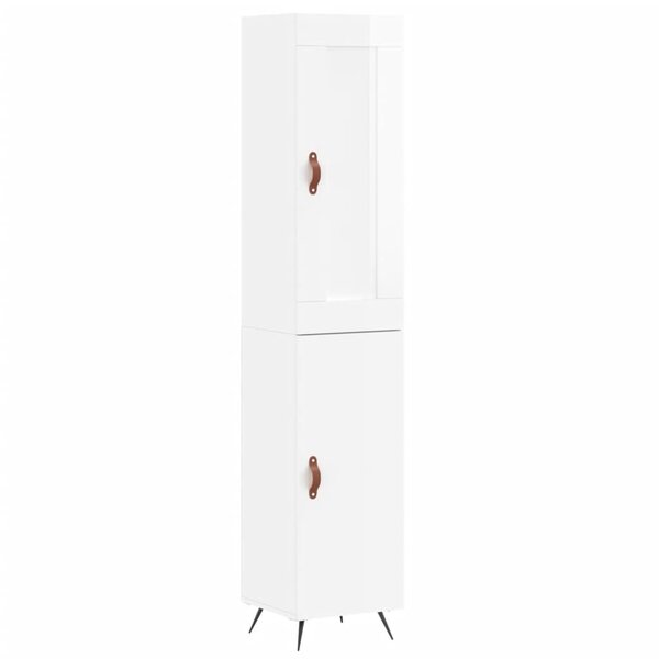 vidaXL Buffet haut Blanc brillant 34 5x34x180 cm Bois d'ingénierie