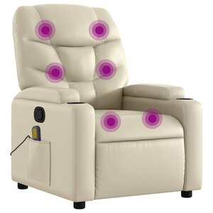 vidaXL Fauteuil de massage inclinable crème similicuir