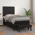 vidaXL Sommier à lattes de lit avec matelas Noir 90x190 cm Similicuir