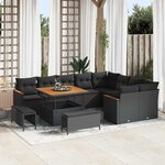 vidaXL Ensemble de canapé de jardin 12 Pièces Noir Poly rotin
