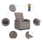 vidaXL Fauteuil inclinable de massage électrique Taupe Tissu