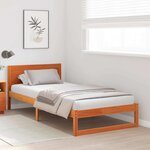 vidaXL Cadre de lit avec tête de lit Brun cire 90 x 200 cm Pin massif