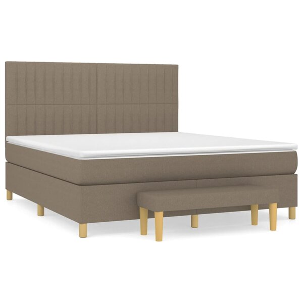 vidaXL Sommier à lattes de lit avec matelas Taupe 180x200 cm Tissu