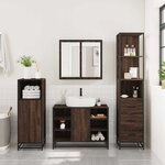 vidaXL Ensemble de meubles de salle de bain 3 Pièces Chêne marron