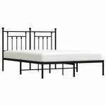 vidaXL Cadre de lit métal sans matelas avec tête de lit noir 150x200cm