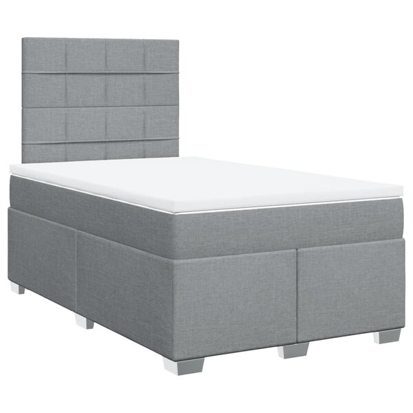 vidaXL Sommier à lattes de lit et matelas gris clair 120x190 cm tissu